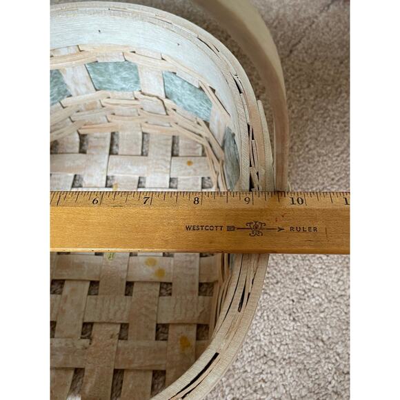 Wicker Basket Oval Multi Color Whitewashed with Handle - Picture 7 of 8